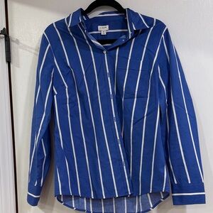 J. Crew Blue and White Striped Blouse